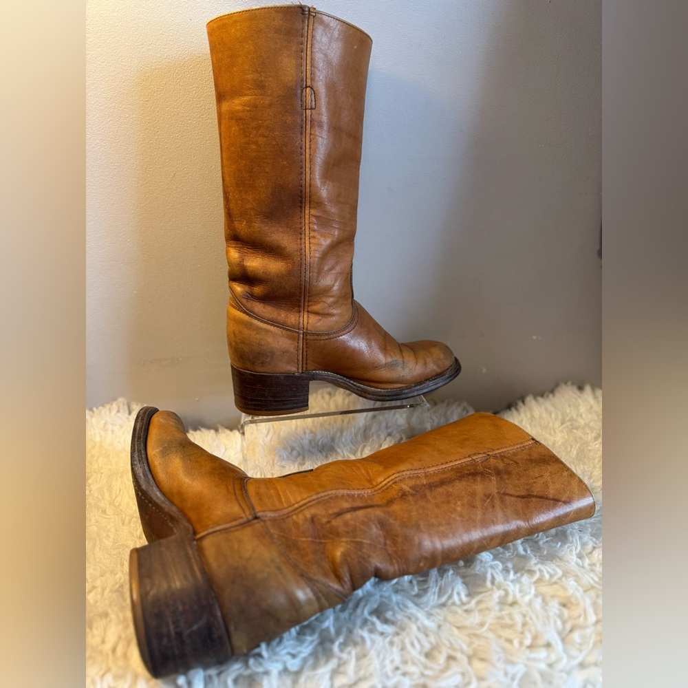 Vintage 70s Frye Campus Black Label 14” Boot Distressed Women 8.5W Men 7.5M